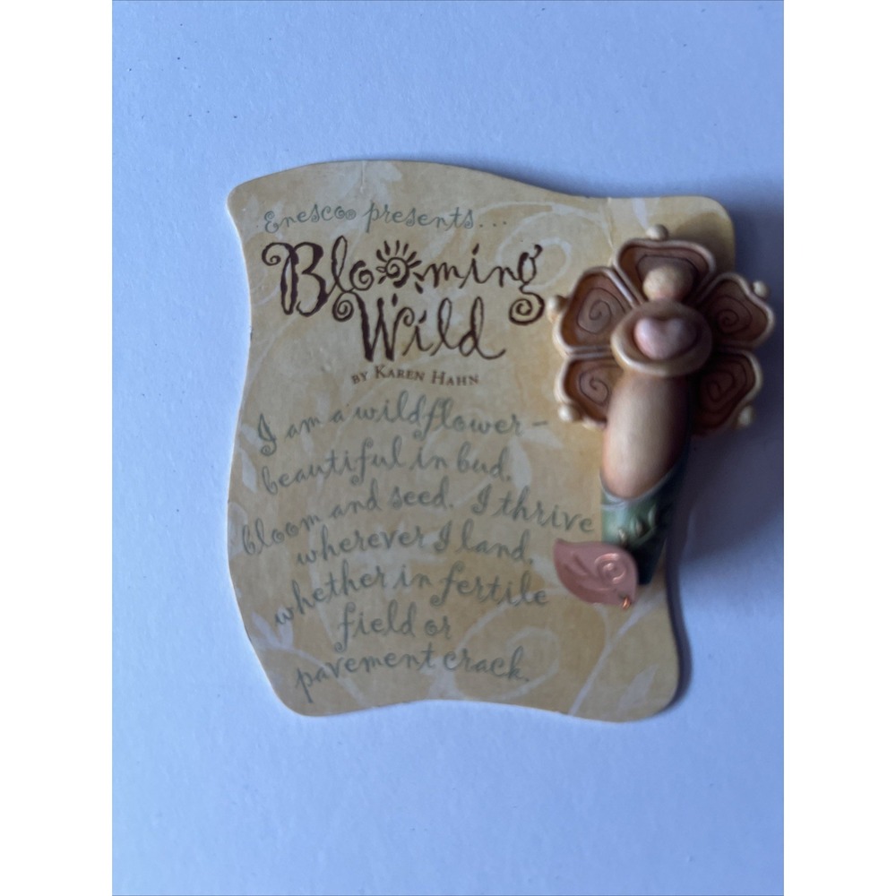 New Enesco Lapel Pin on Card Blooming Wild #114989 Wild Flower by Karen Hahn